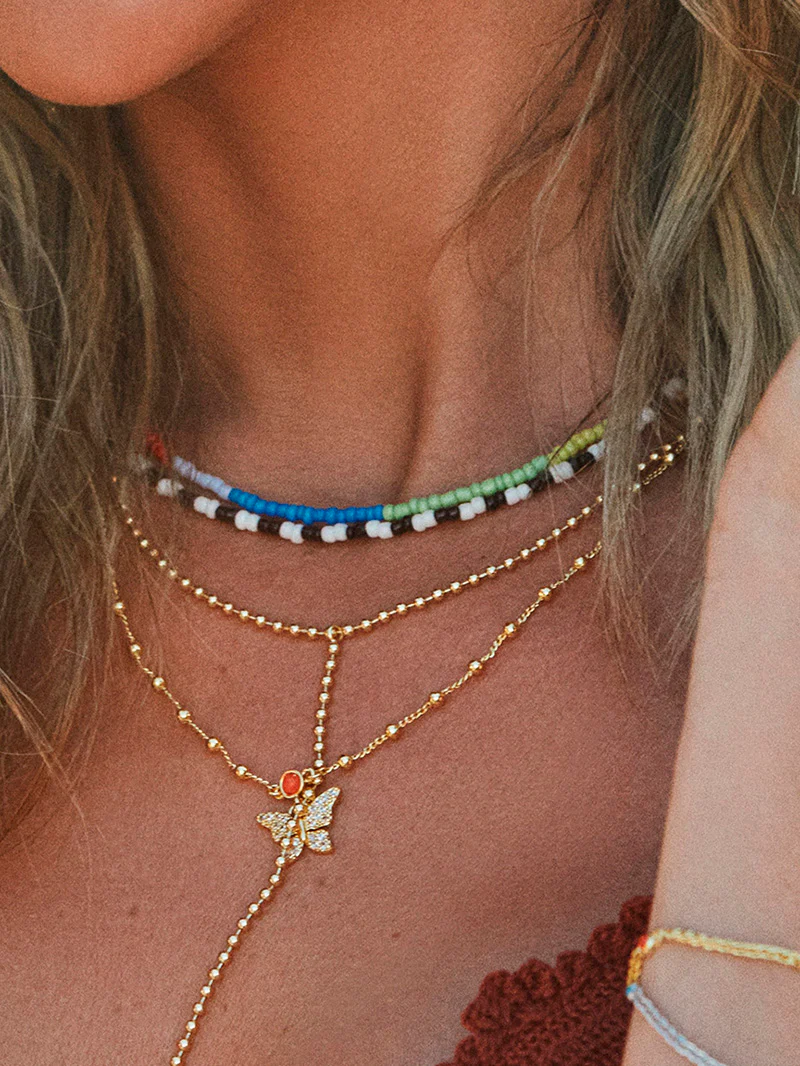 Artistic Beaded Layered Necklace - Image 4