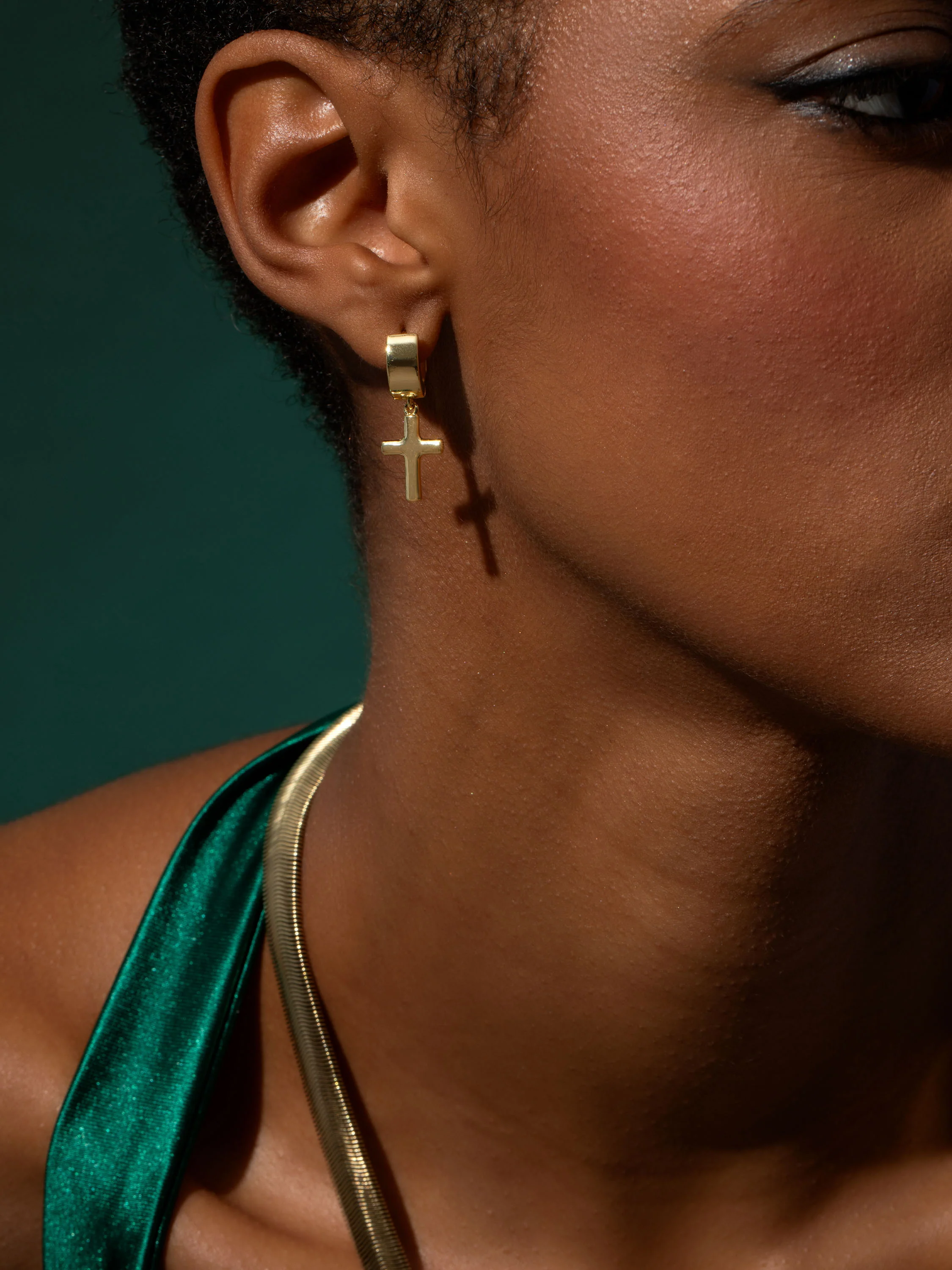 Bold Cross Huggie Earrings - Image 4
