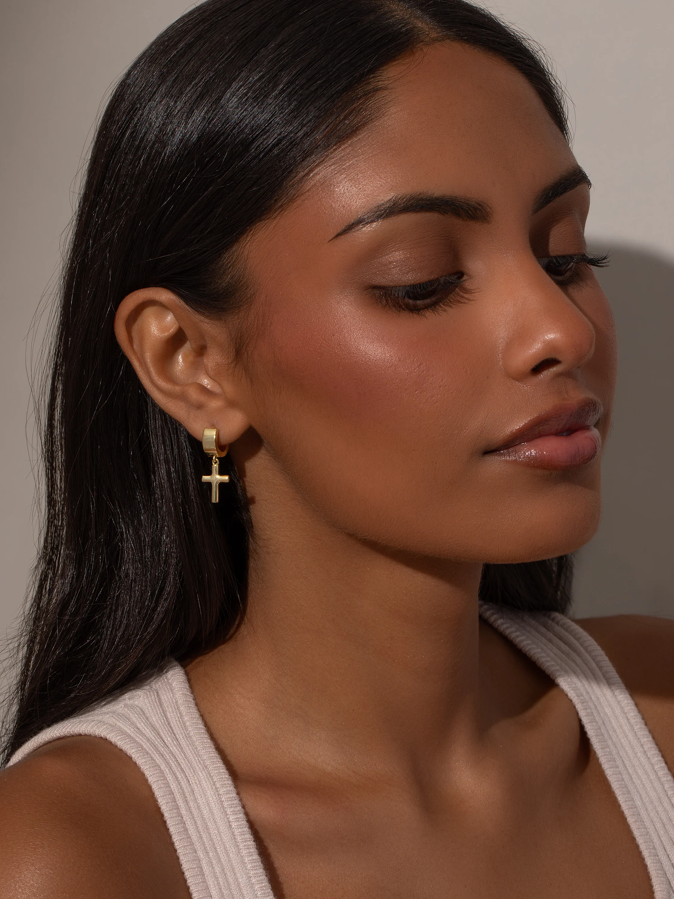 Bold Cross Huggie Earrings - Image 5