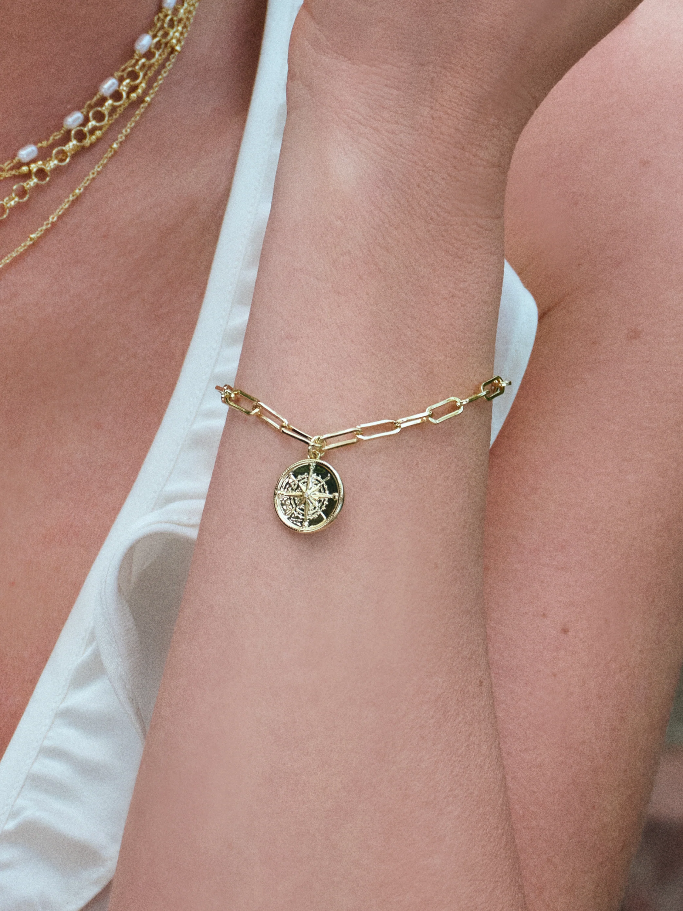 Compass Pendant and Chain Bracelet - Image 4