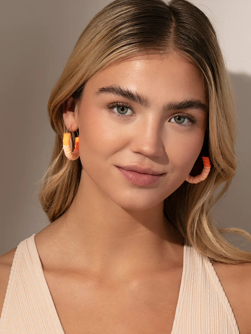 Heishi Bead Hoop Earrings - Image 4