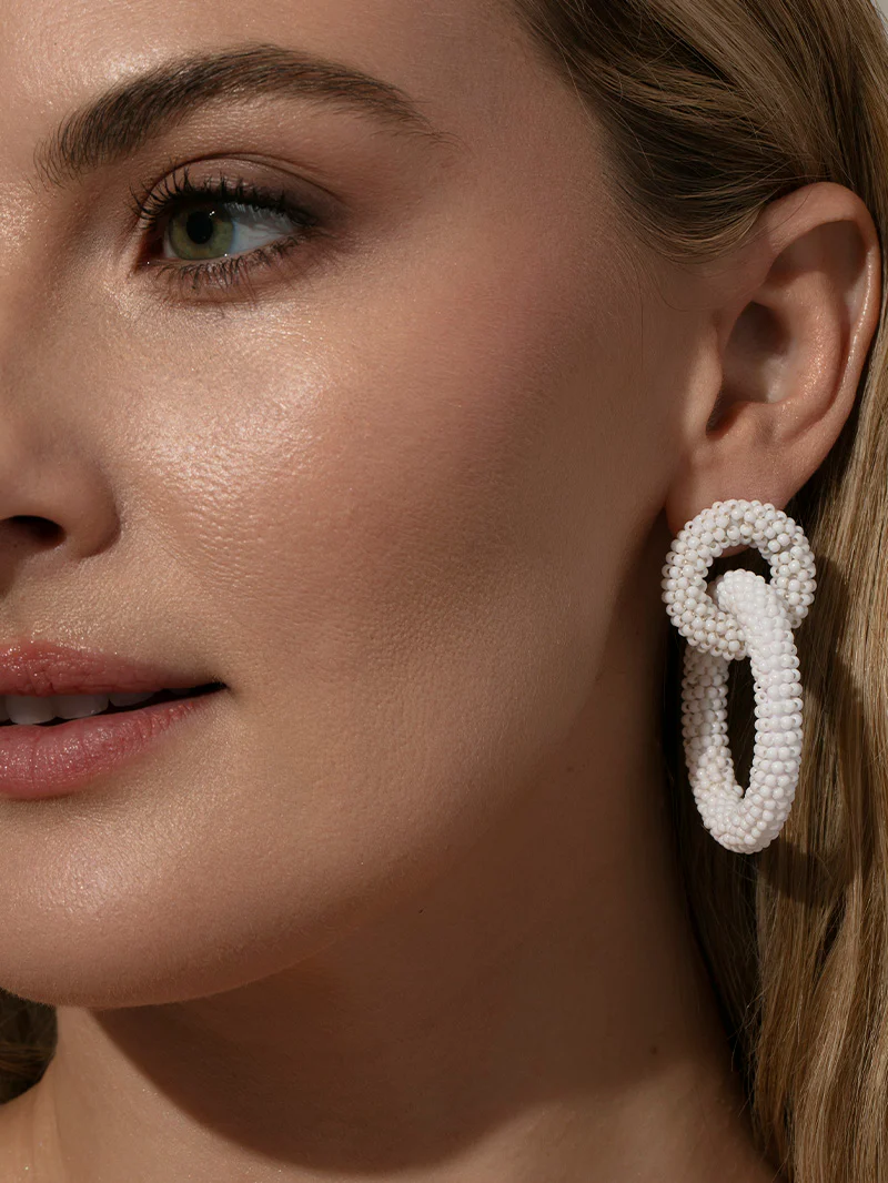 Interlocking Beaded Hoop Earrings - Image 4