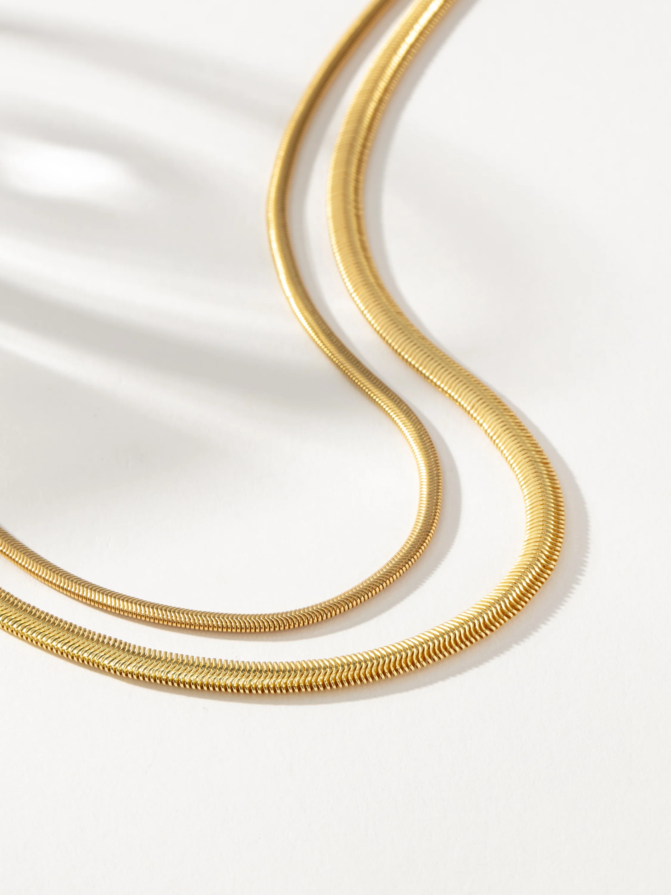 Layered Flat Snake Chain Necklace - Image 3