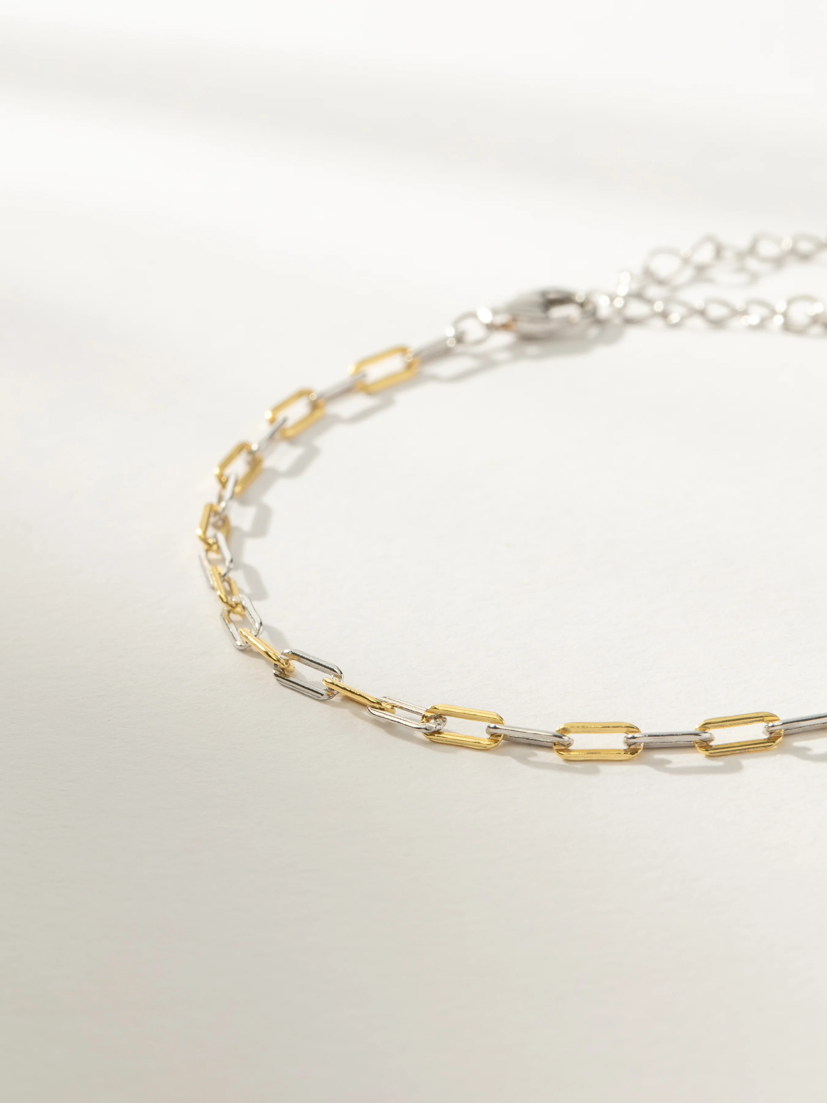 Mixed Metal Dainty Paperclip Chain Bracelet - Image 3