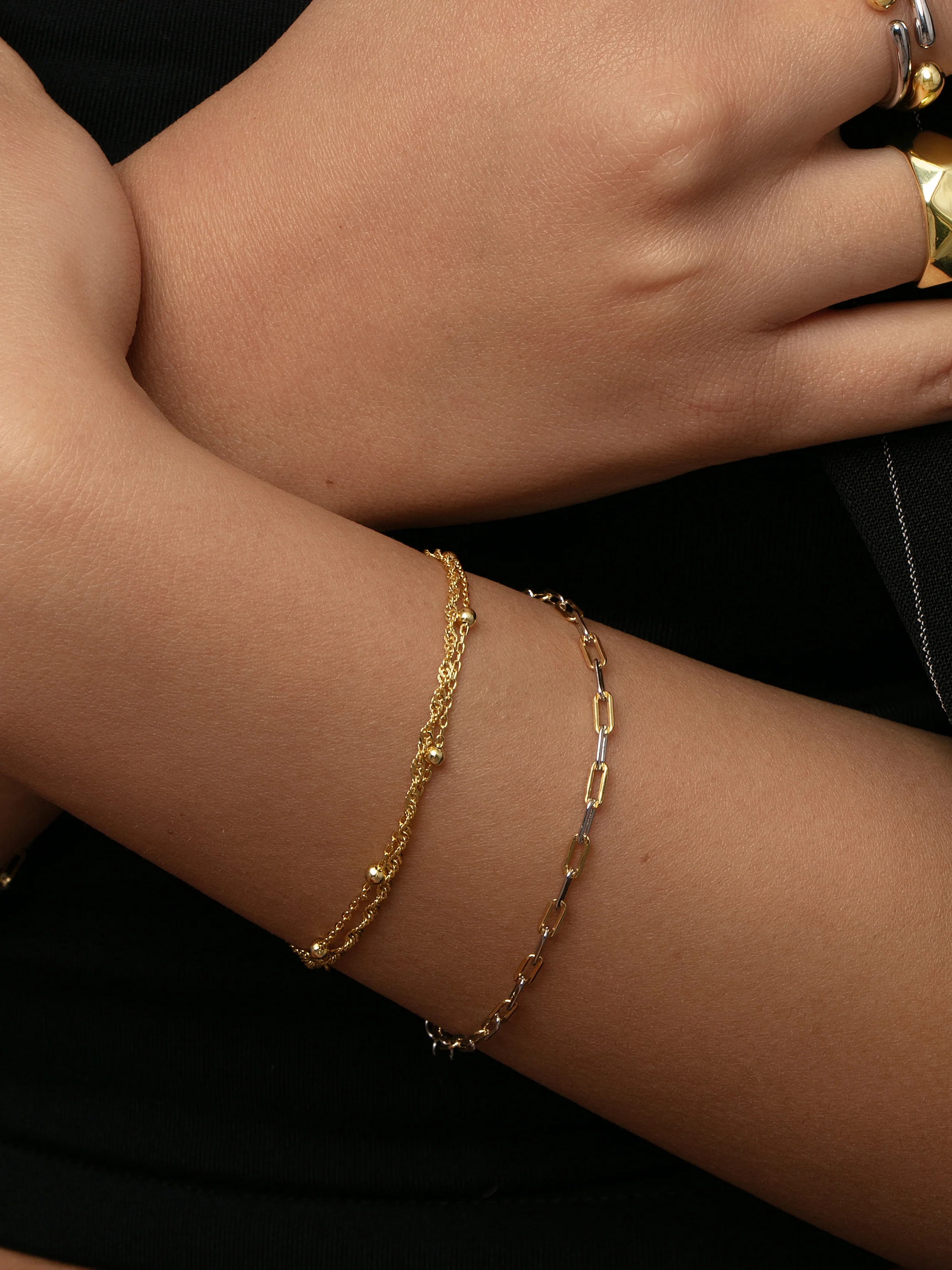 Mixed Metal Dainty Paperclip Chain Bracelet - Image 4