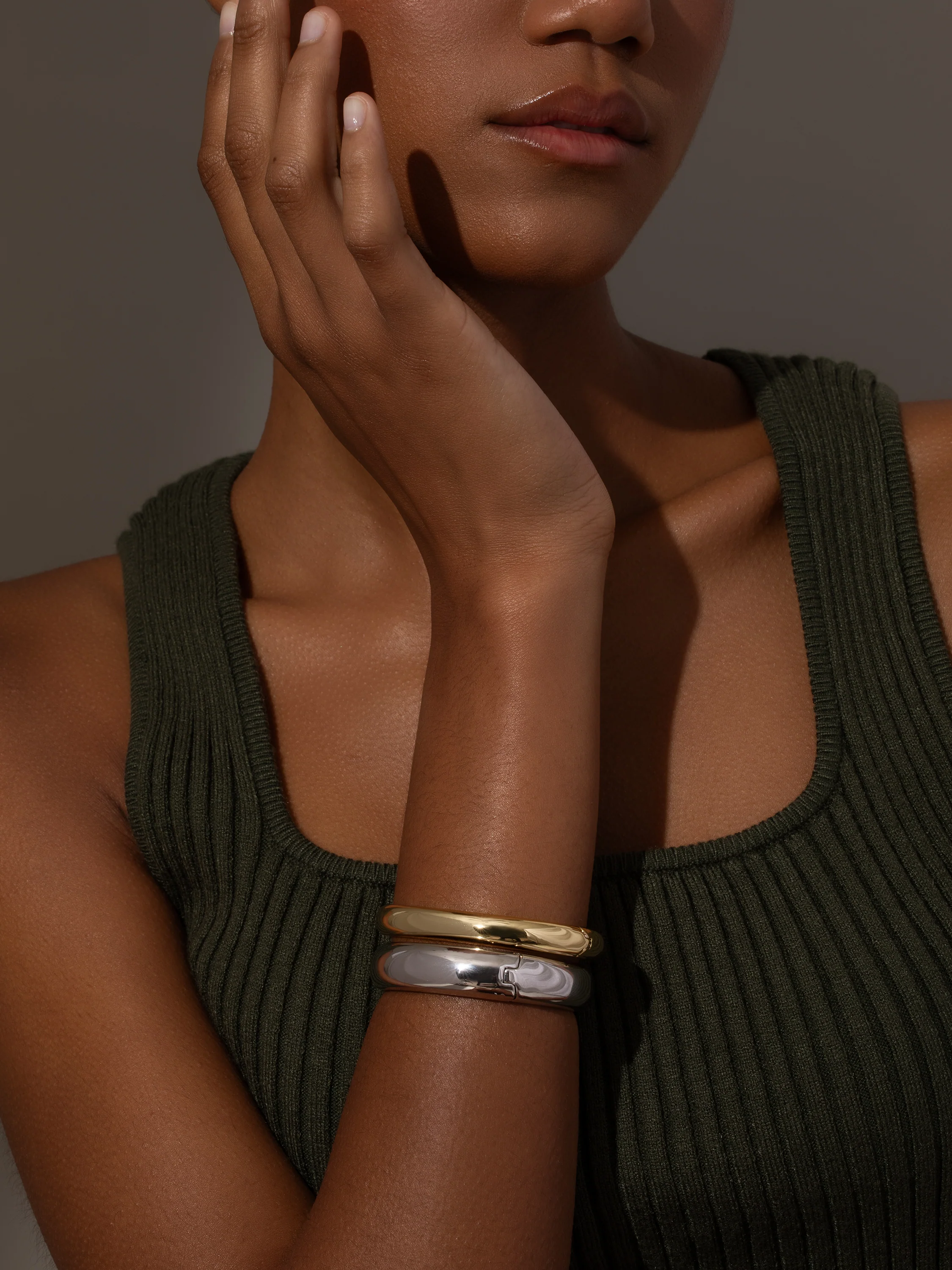 Mixed Metal Bangle Bracelet (Set of 2) - Image 3