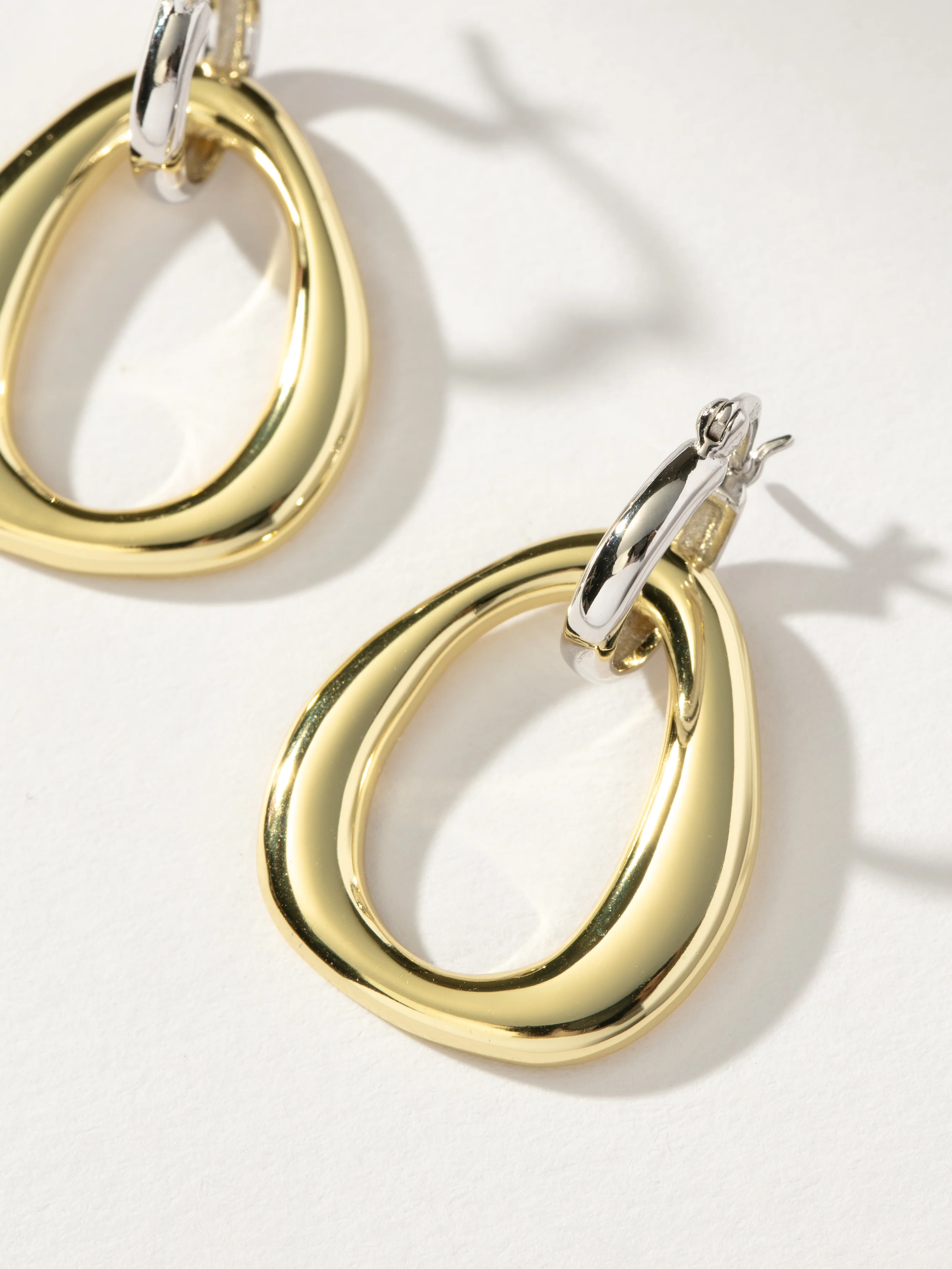 Mixed Metal Statement Hoop Earrings - Image 4
