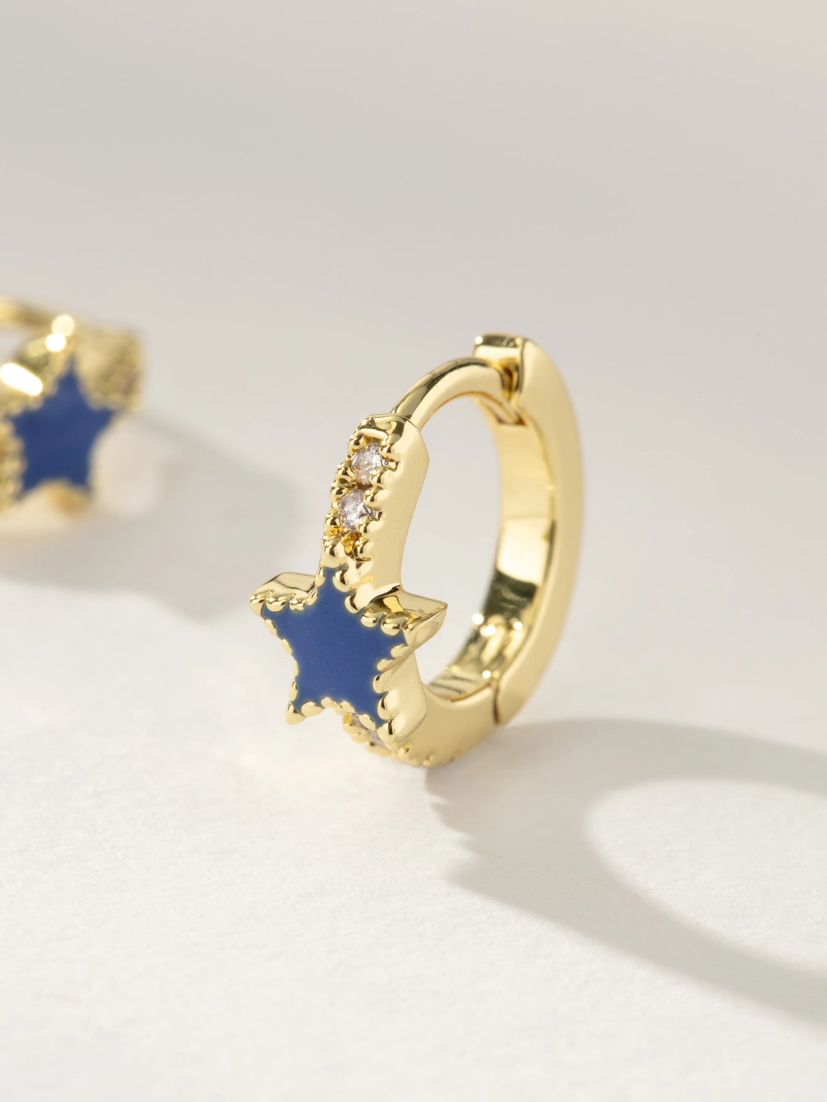 Navy Star Huggie Earrings - Image 3