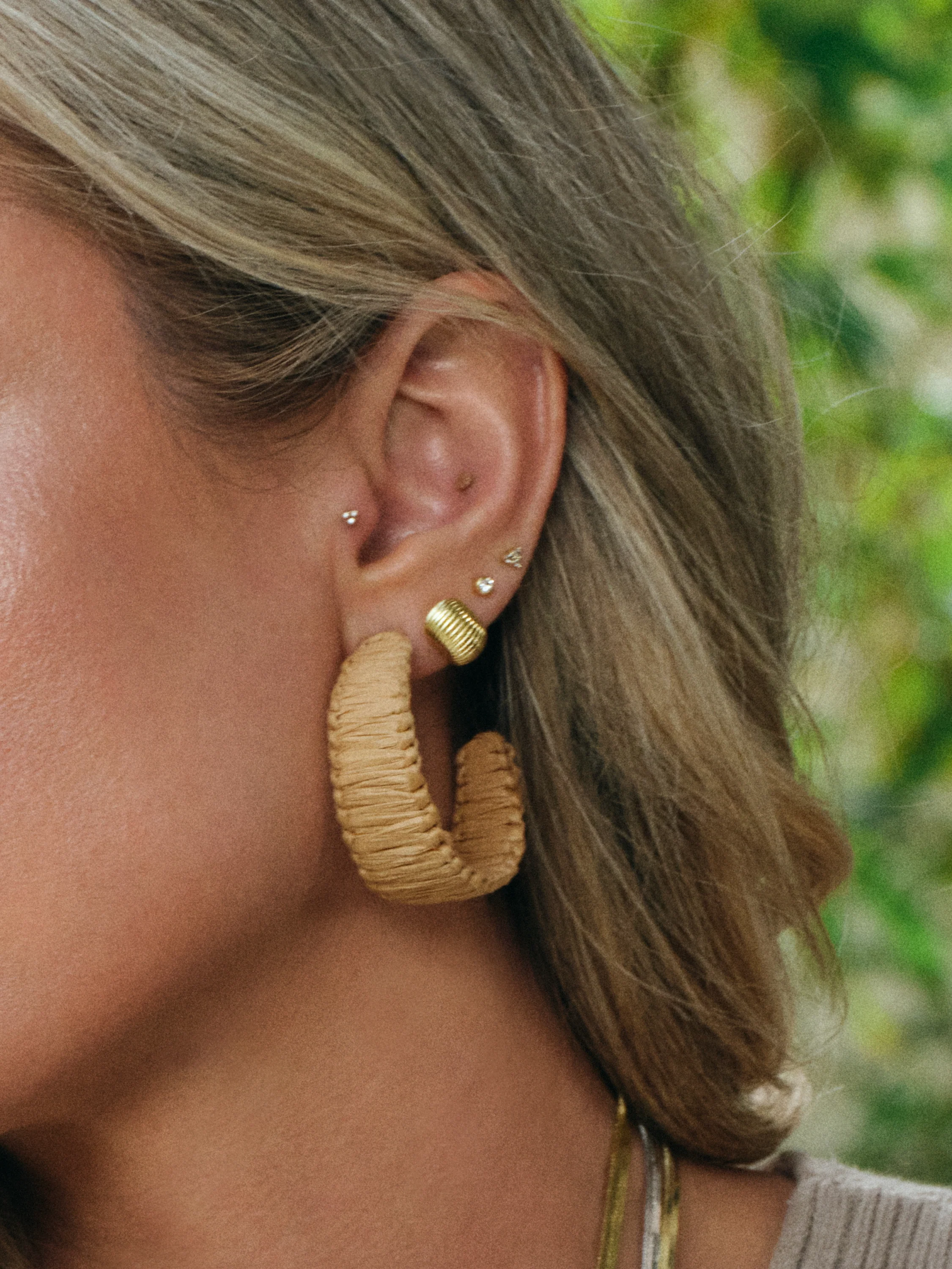 Raffia Woven Hoop Earrings - Image 5