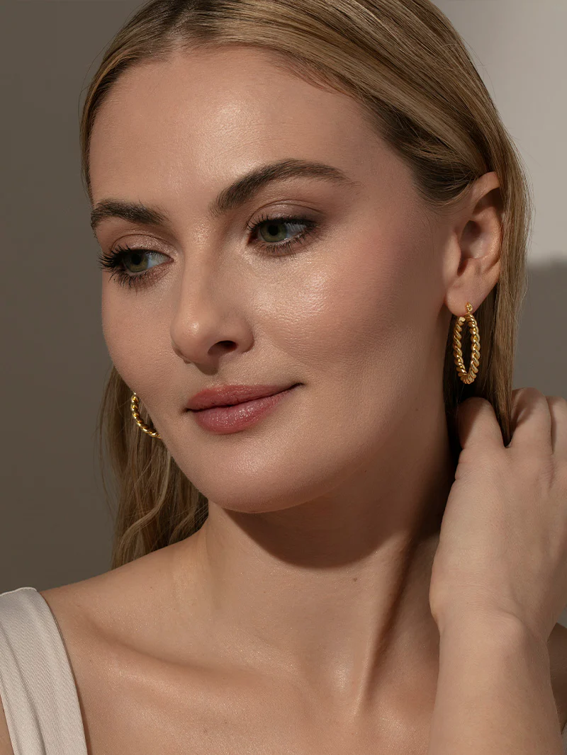 Rope Twist Hoop Earrings - Image 3