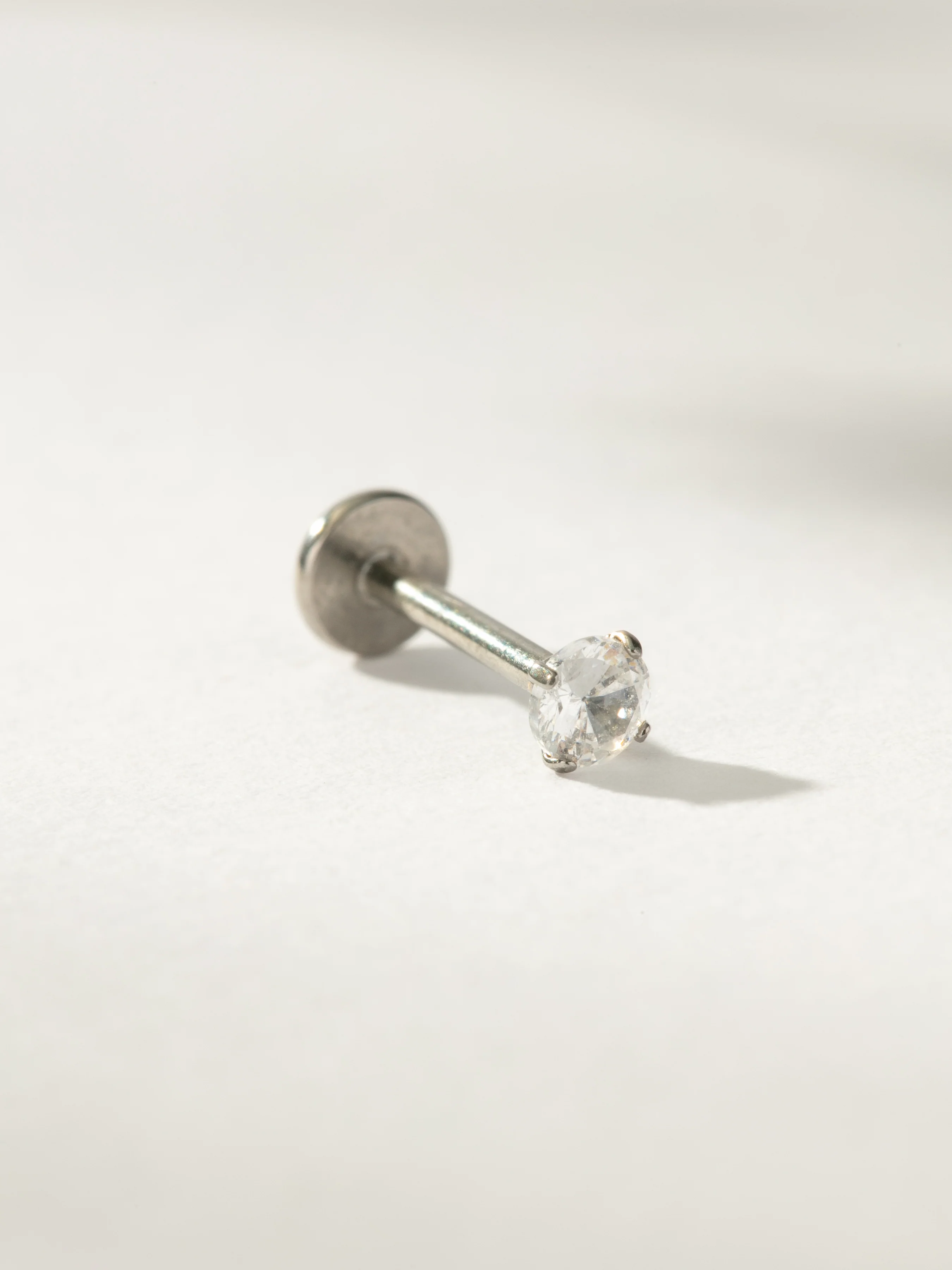 Simple Diamond Titanium Flat Back Earring - Image 3