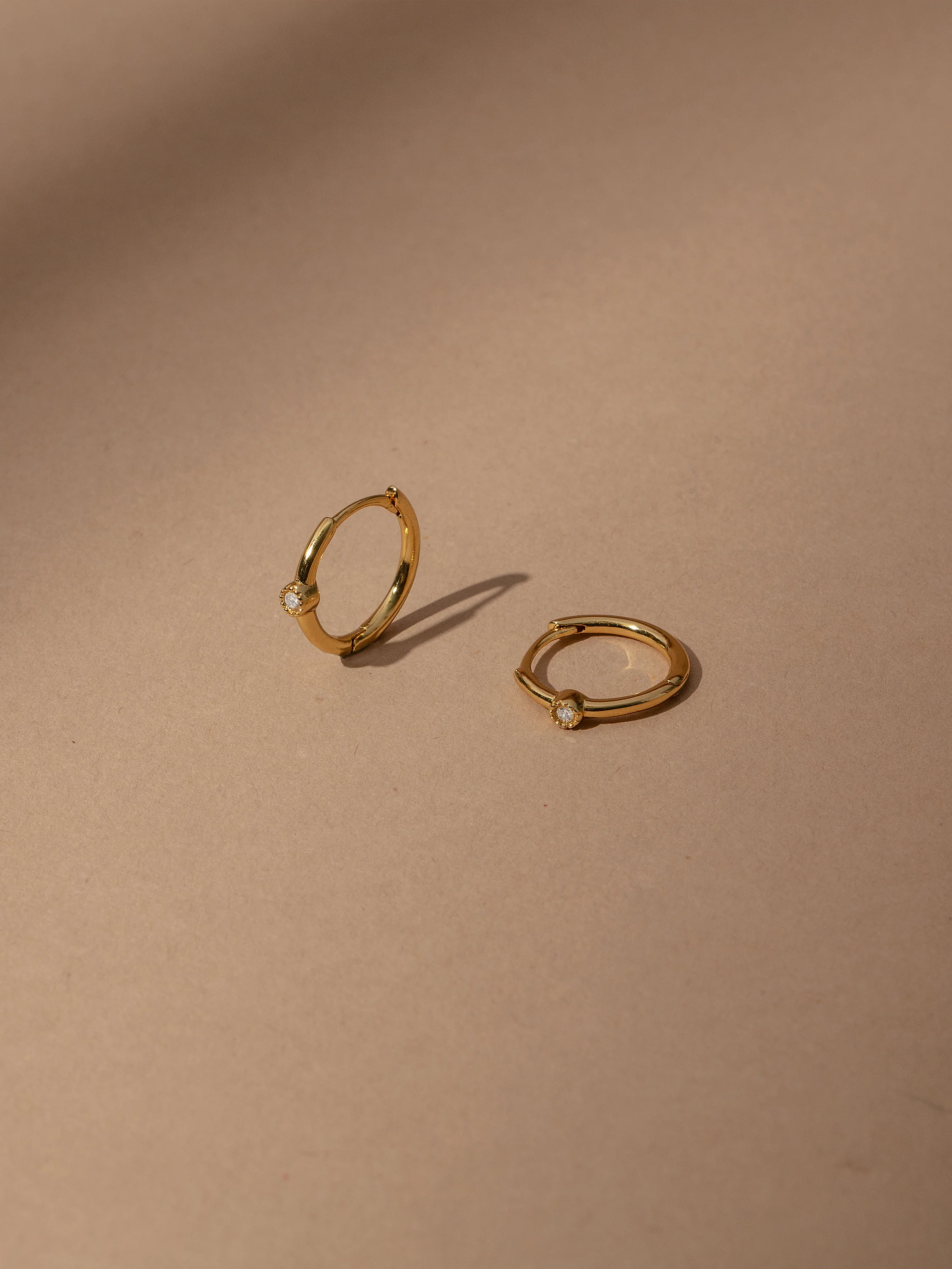 Vermeil Solo Diamond Huggie Earrings