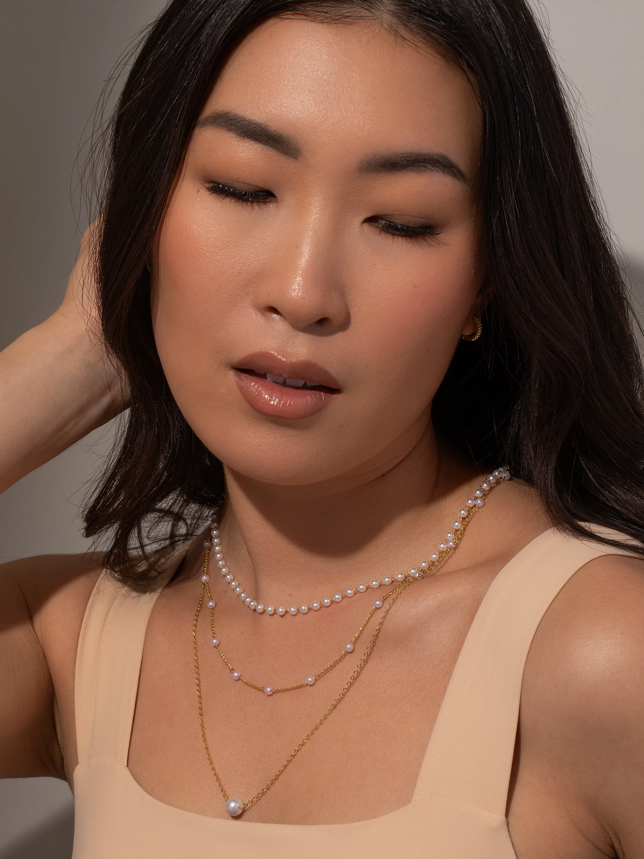 Triple Layer Pearl Necklace - Image 3