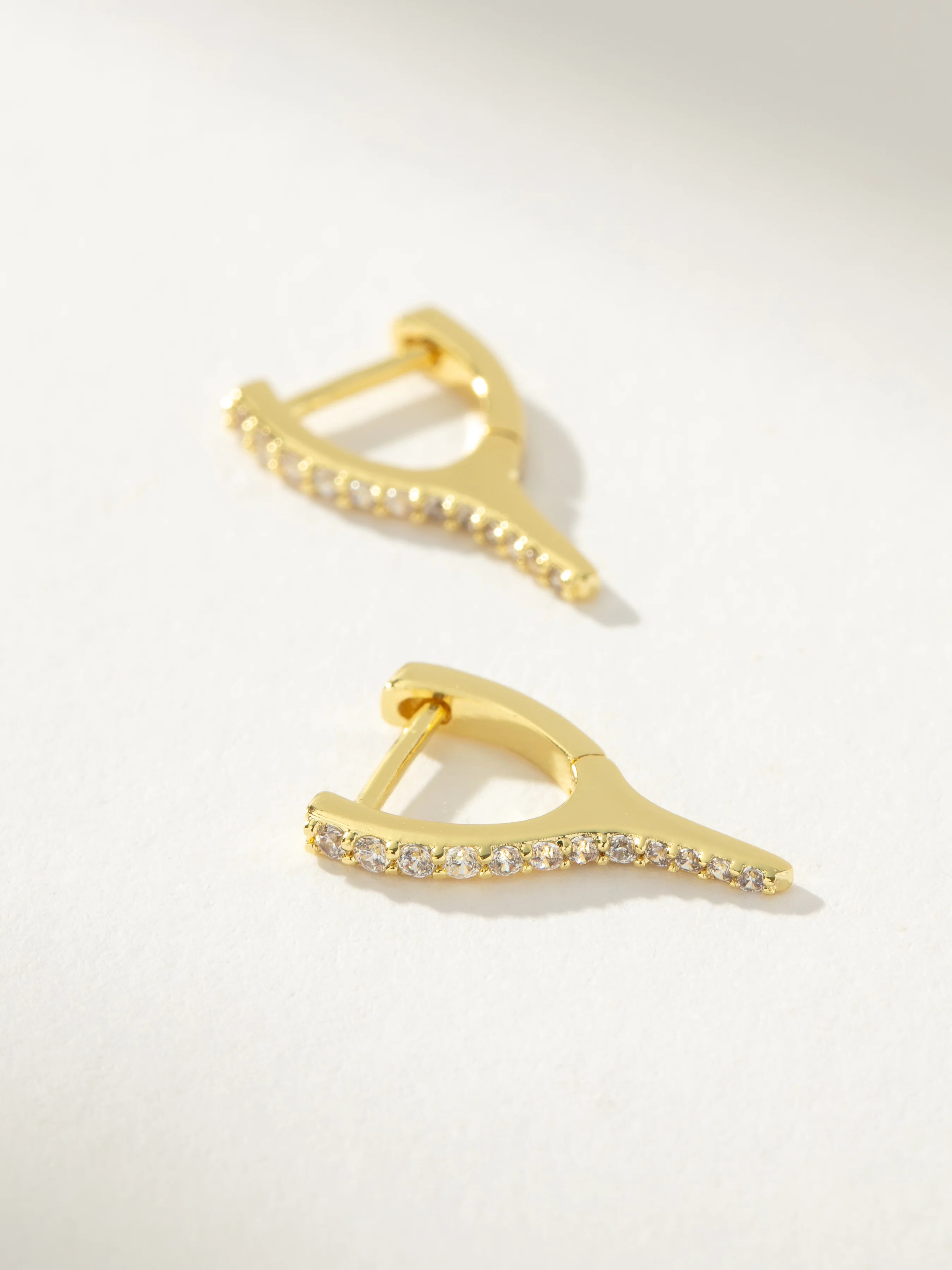 Wishbone Pavé Huggie Earrings - Image 3